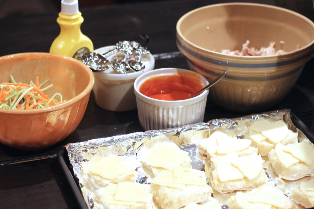 Buffalo Chicken Sliders with Blue Cheese Broccoli Slaw