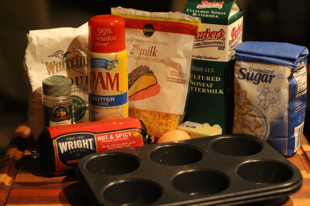 Ingredients for Grab & Go Sausage & Cheese Muffins
