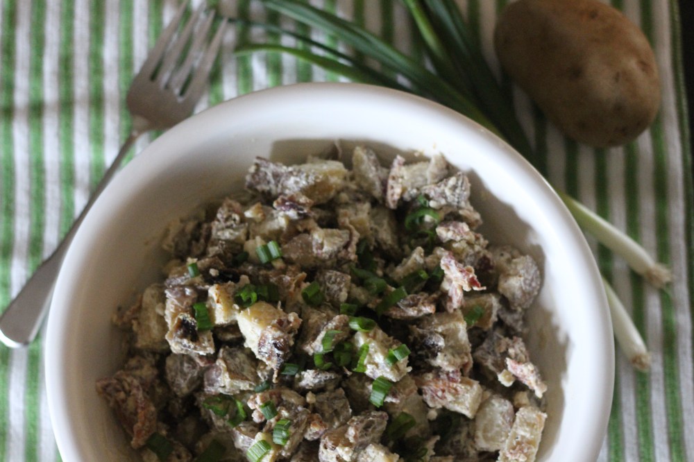 Char Grilled or Roasted Potato Salad with Bacon & Blue Cheese