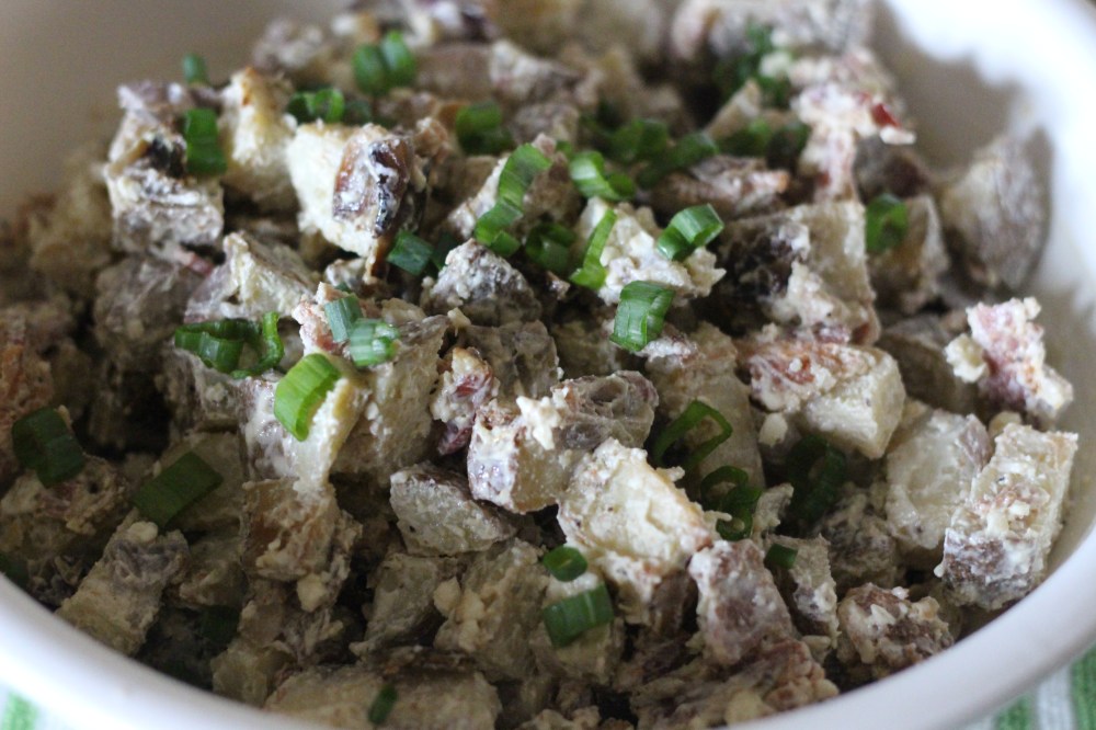Char Grilled or Roasted Potato Salad with Bacon & Blue Cheese