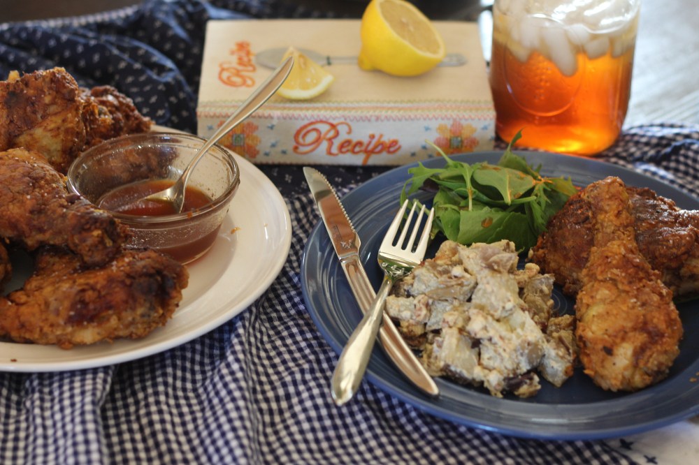 Sweet Tea Brined, Buttermilk Fried Chicken with Sriracha Honey Sauce