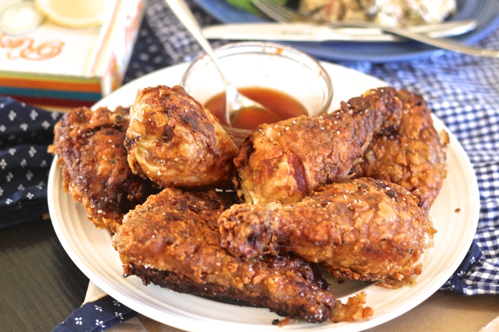 Sweet Tea Brined, Buttermilk Fried Chicken with a Sriracha Honey Dipping Sauce