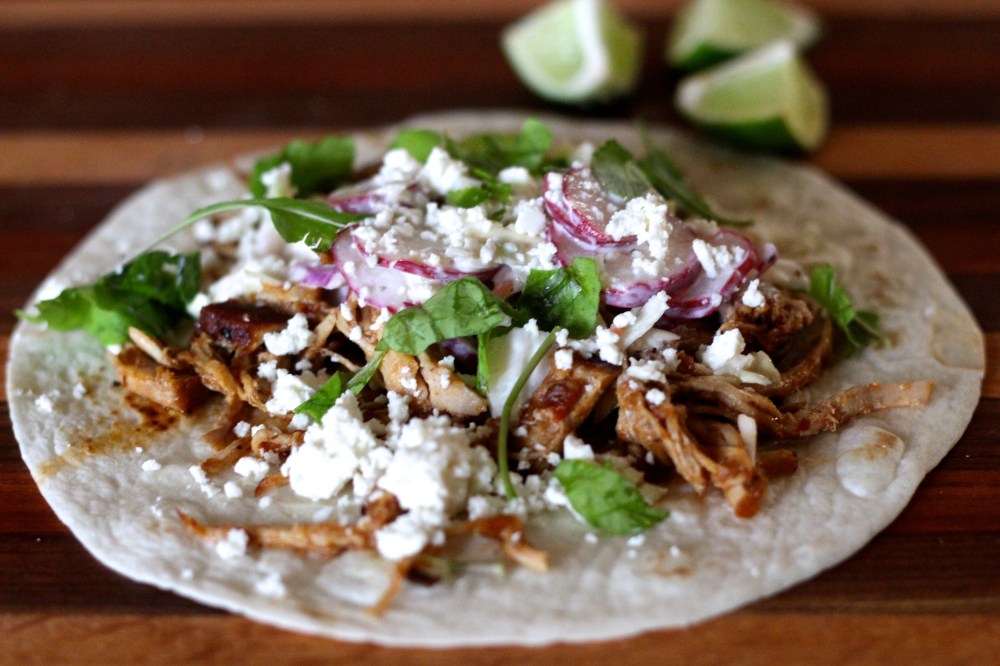 Chipotle Braised Pork Taco with a Lime, Radish Slaw